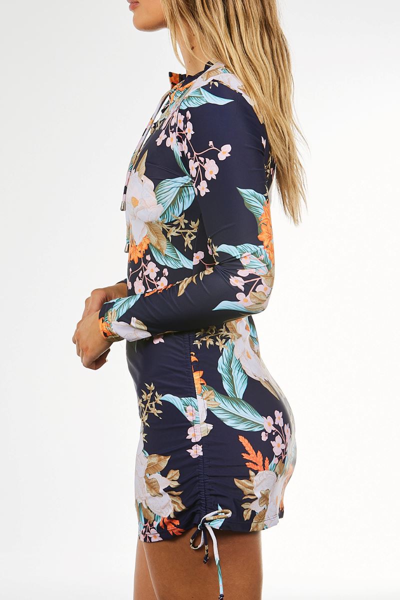 Womens convertible rashie in Cali Tropics Navy - Cat & I