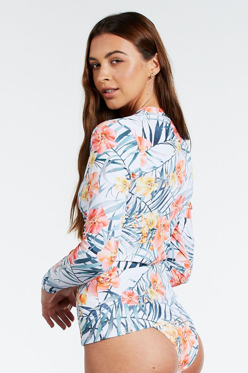 Womens Rashie in Island Breeze White - Cat & I