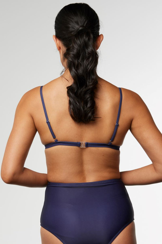 SUSTAINABLE HIGH WAISTED BIKINI BOTTOM IN BLUEBERRY - Cat & I