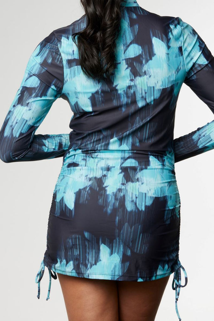 Sustainable Womens Convertible Rashie in Blurred Floral Emerald & Black - Cat & I