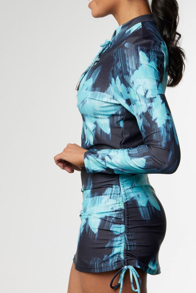 Sustainable Womens Convertible Rashie in Blurred Floral Emerald & Black - Cat & I