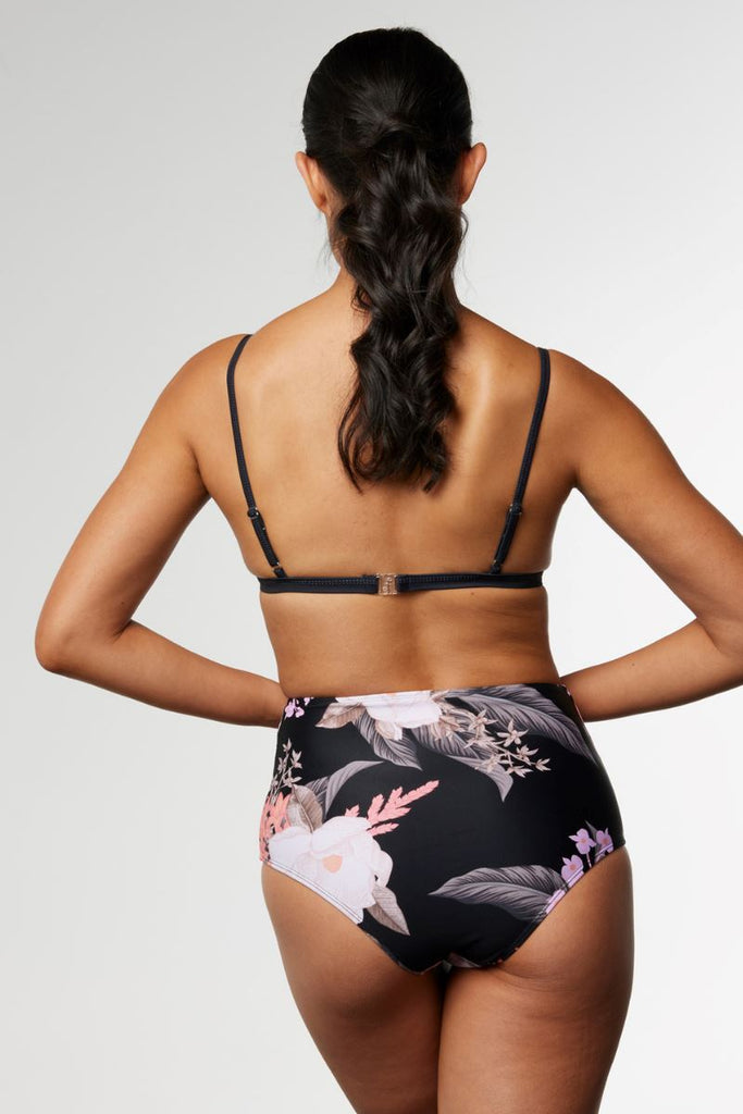High waisted Bikini Bottom in Cali Tropics Black - Cat & I