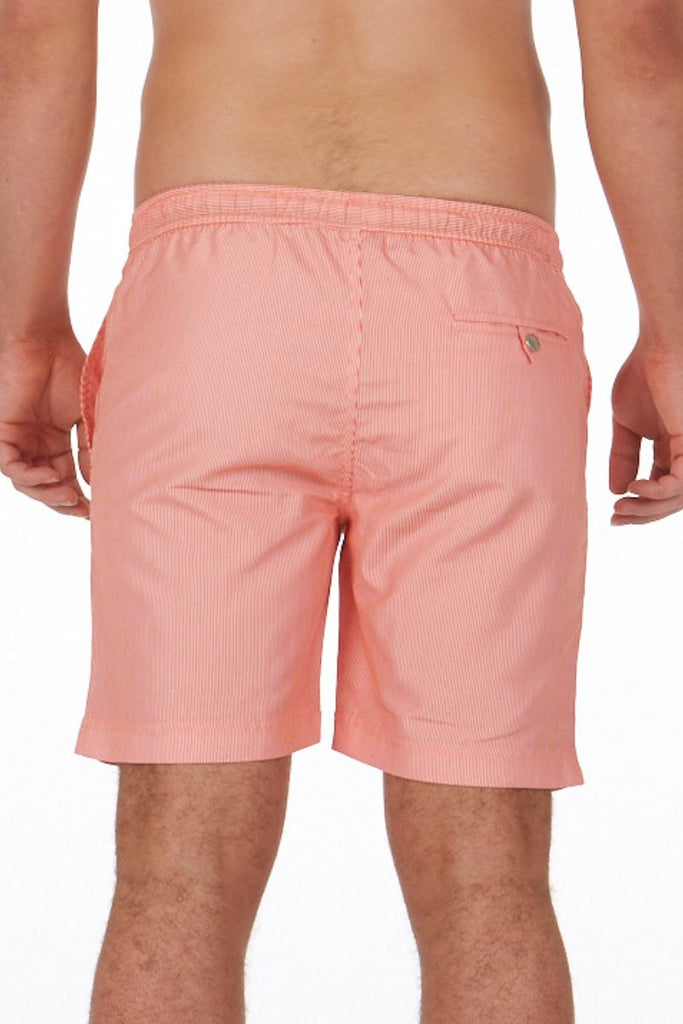 Men's Board Shorts In An Orange Stripe - Cat & I