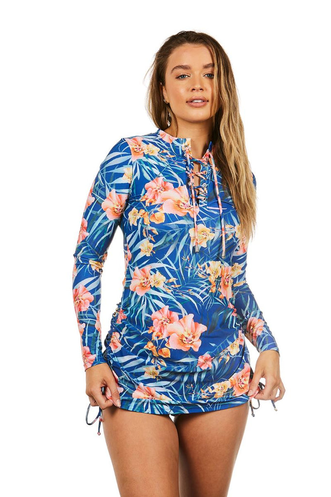 Convertible womens rashie in Island Breeze Blue - Cat & I