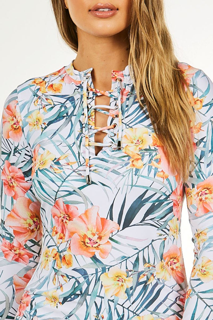 Convertible womens rashie in Island breeze White - Cat & I